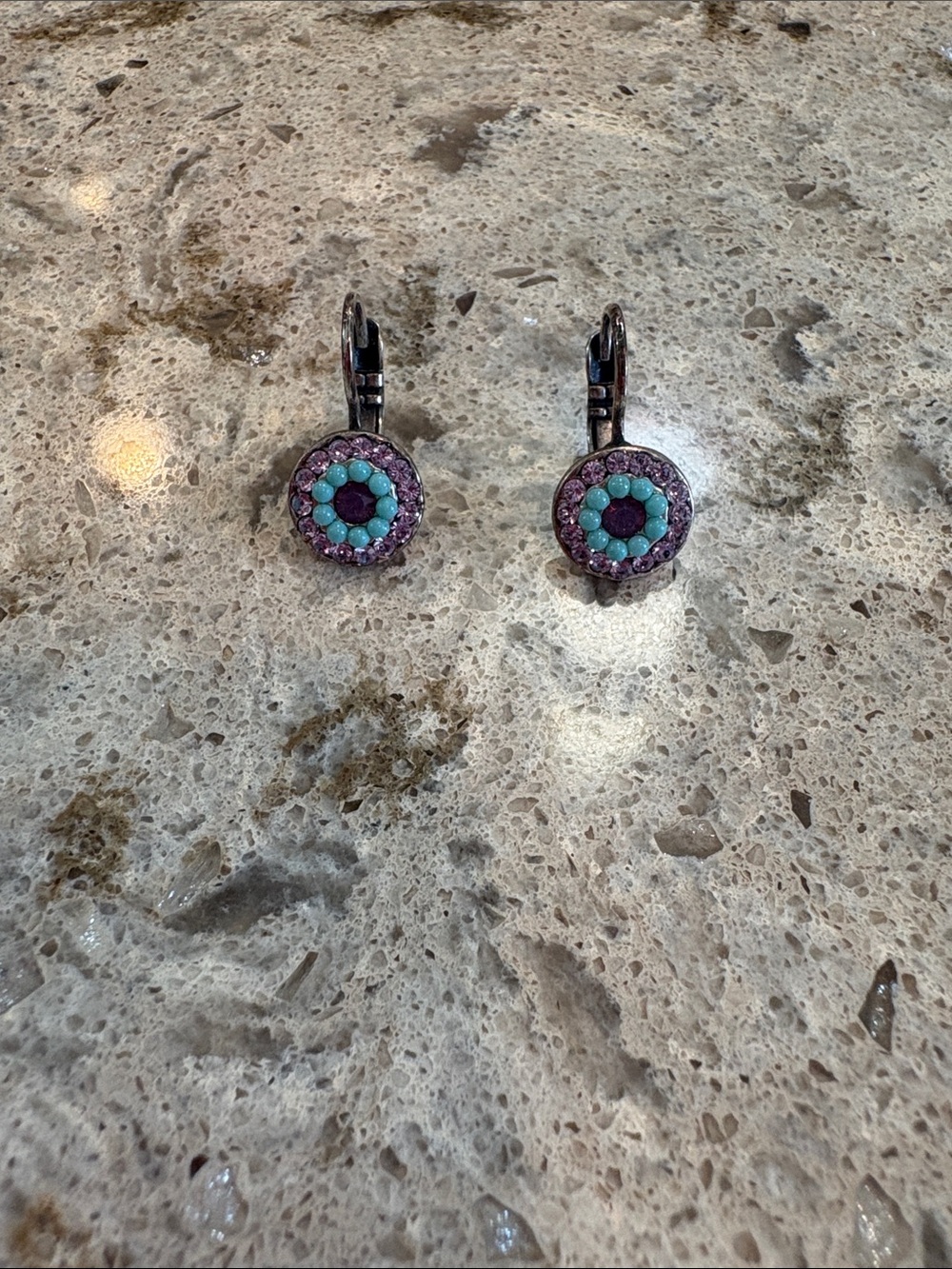 Mariana Turquoise and Purple Beaded Circle Drop Earrings
